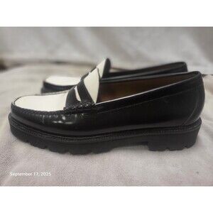GH Bass WeeJuns Originals Mens Black/white Penny Loafer EUC Sz12D